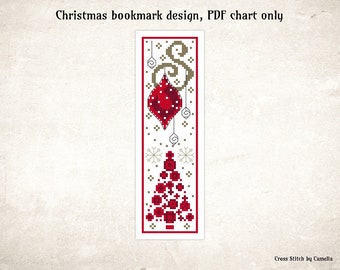 Christmas Bookmark Cross Stitch Pattern: Ornament & Tree (PDF Pattern)