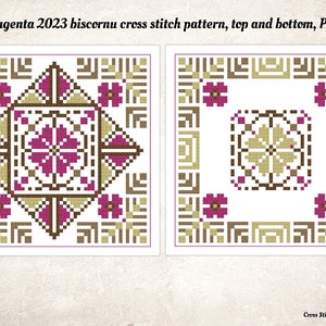 Viva Magenta Biscornu Cross Stitch Pattern: Beginner DIY (PDF)