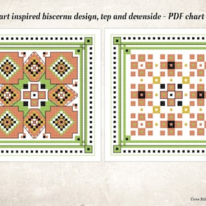 Folkart Biscornu Cross Stitch Pattern: Pincushion Design (PDF Download)