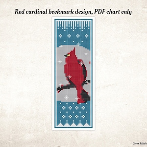 Red Cardinal Bookmark Cross Stitch Pattern: Winter DIY (PDF)