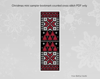 Christmas Sampler Bookmark Cross Stitch Pattern: Beginner DIY (PDF)