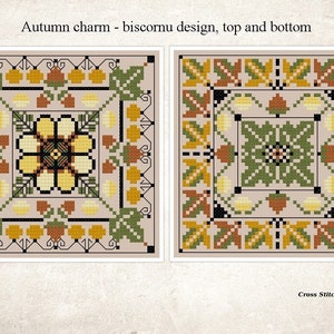 Autumn charm biscornu counted cross stitch pattern pincushion xstitch beginner cross stitch PDF chart instant download biscornu PDF download