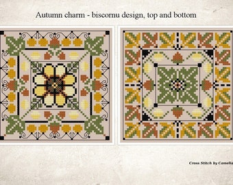 Autumn charm biscornu counted cross stitch pattern pincushion xstitch beginner cross stitch PDF chart instant download biscornu PDF download