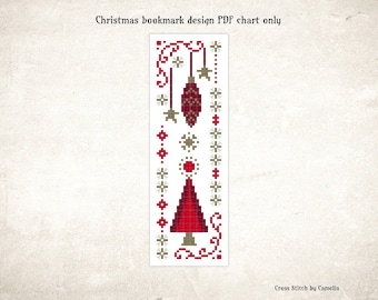 Christmas Bookmark Cross Stitch Pattern: Holiday Motifs (PDF Pattern)