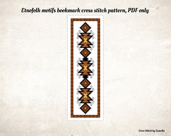 Etno Motifs Bookmark Cross Stitch Pattern (PDF Download)