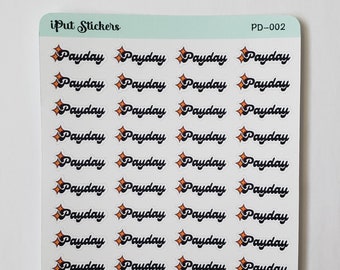Payday stickers, Payday script stickers, Retro style payday stickers for Organizers Journals and Planners