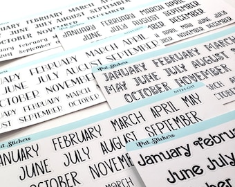 Months Header Stickers for Planners, Organizers and Dot Grid Journals
