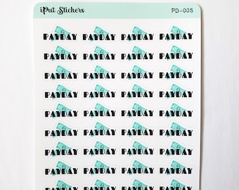 Payday Stickers • Payday Script Planner Stickers With Money Icon for Planners, Organizers and Dot Grid Journals