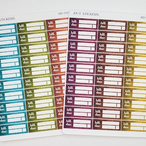 Bill Due Planner Stickers • Bill Due Functional Stickers for Planners, Organizers and Dot Grid Journals