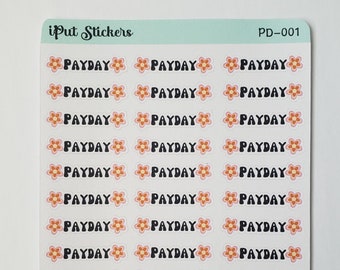 Payday stickers • Payday script planner stickers • Retro style payday stickers