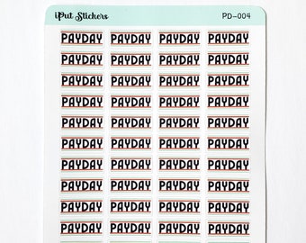 Payday stickers, Payday script planner stickers, Retro style payday stickers for Organizers Journals and Planners