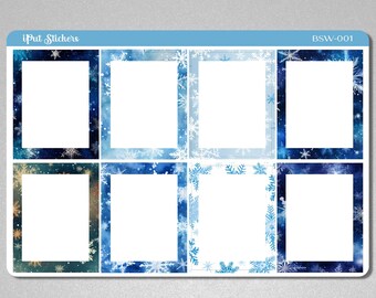 Snowflakes Full Boxes, Functional Label Planner Stickers for Journals, Organizers, and Dot Grid Journals • Winter Full Boxes