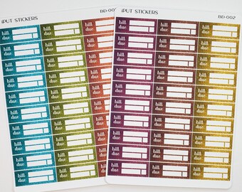 Bill Due Planner Stickers • Bill Due Functional Stickers for Planners, Organizers and Dot Grid Journals