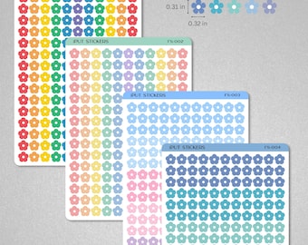 Micro Colorful Flower Stickers for Planners, Organizers, Dot Grid Journals • Tiny Flower for Decoration