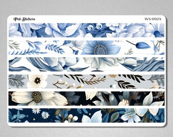 Washi Strip Planner Stickers for Planners, Organizers, Dot Grid Journals • Winter Floral Washi Stickers