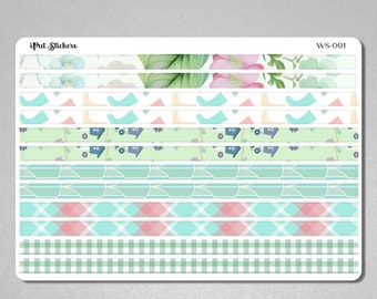Thin Washi Strip Planner Stickers for Planners, Organizers, Dot Grid Journals • Spring Washi Stickers