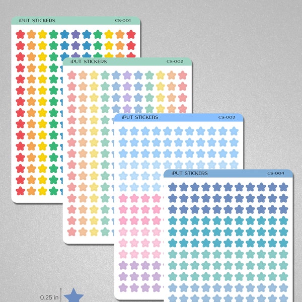 Micro Colorful Star Stickers for Planners, Organizers, Dot Grid Journals • 6mm Rainbow Pastel Star Stickers • Tiny Stars for Decoration