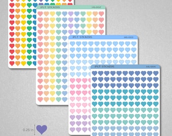Micro Colorful Heart Stickers for Planners, Organizers, Dot Grid Journals • 6mm Rainbow Pastel Heart Stickers • Tiny Heart for Decoration