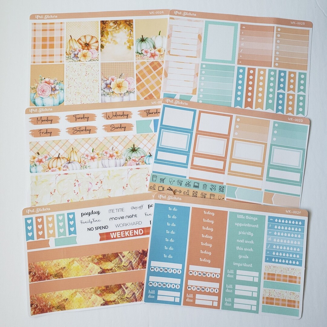 Autumn Fall Planner Stickers • Weekly Spread Kit for Erin Condren ...