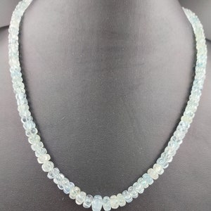 Natural Aquamarine Melon Cut Beads Necklace, Aquamarine Round Necklace, Aquamarine Round Beads, Aquamarine Round Gemstone jewelry