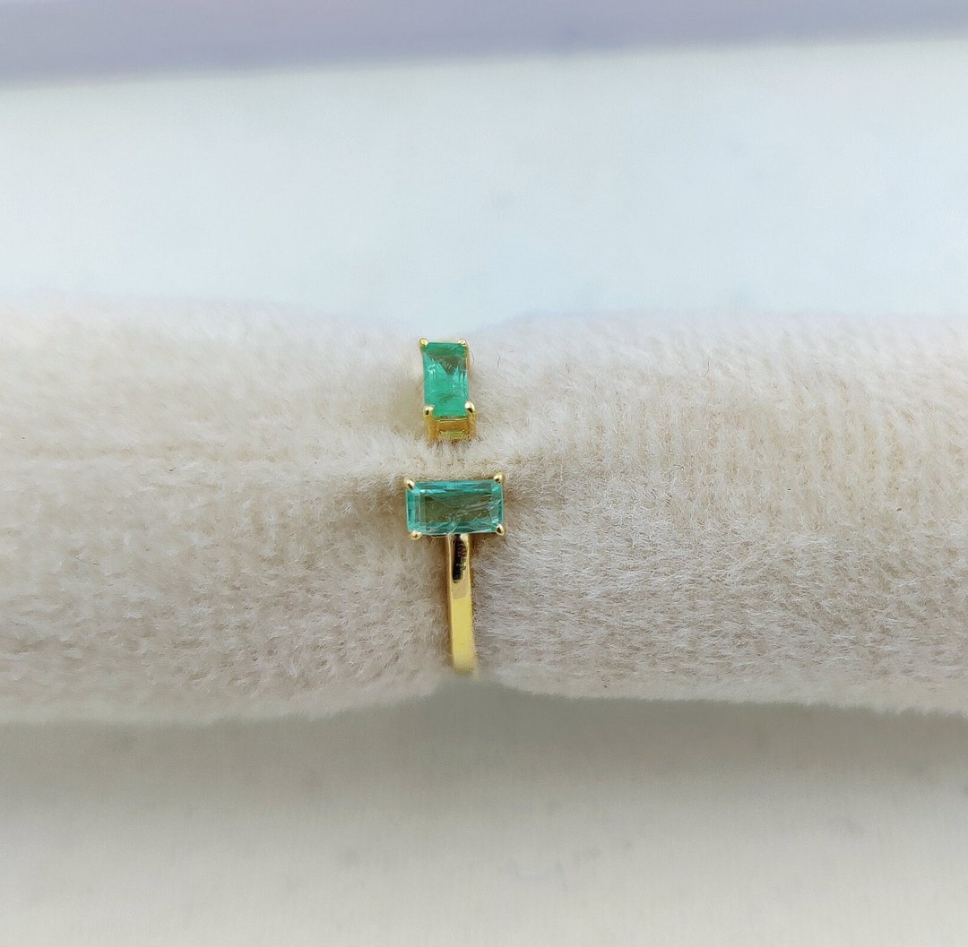 14 Kt 2 Stone Ring Jewellery With Emerald - Etsy