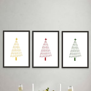 Christmas Tree Gallery Set,  Set of 3 Christmas Prints, Xmas Printable Home Décor Prints, Christmas Posters, Christmas Digital Wall Art