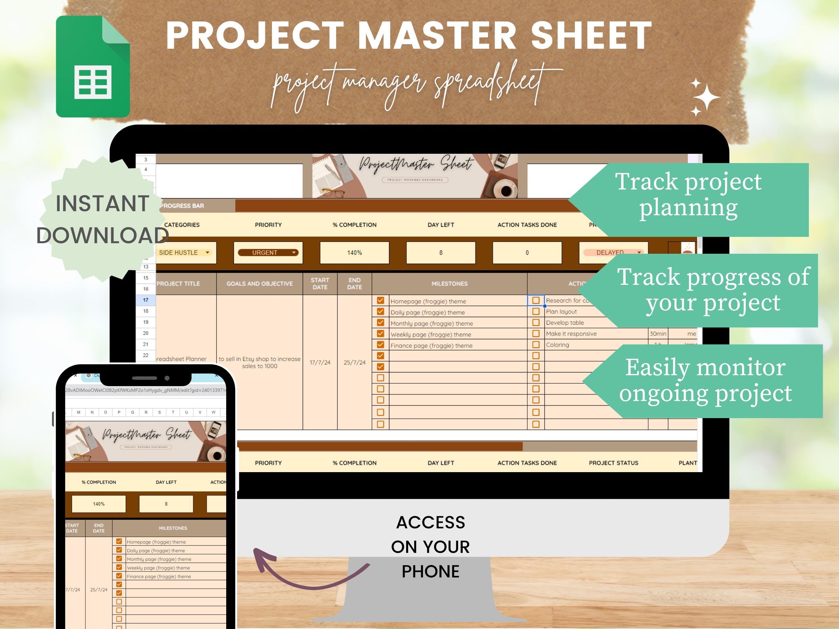 Project Planner Spreadsheet, Project Tracker, Project Management ...
