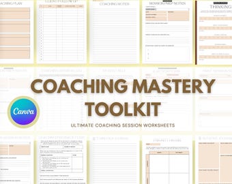 Feuilles de travail pour la séance de coaching : boîte à outils de coaching Canva (modifiable)