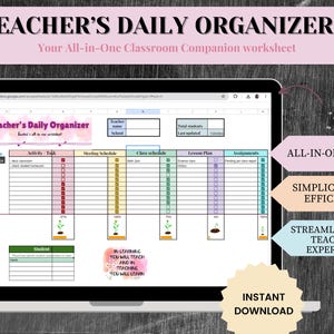 Teacher Planner Spreadsheet: Google Sheets Teacher Organizer (Digital Download)