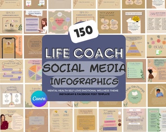 Life Coach Carousel Template, instagram carousel template Mental Health instagram carousel templates