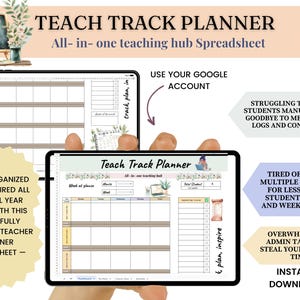 Digital Teacher Planner Spreadsheet: Google Sheets Lesson Plan & Student Tracker (PDF Download