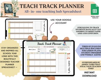 Digital Teacher Planner Spreadsheet: Google Sheets Lesson Plan & Student Tracker (PDF Download
