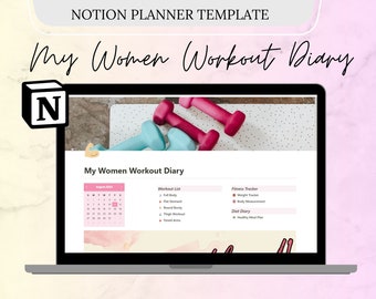 Notion Workout Planner for Women: Fitness & Diet Tracker (Digital Template)