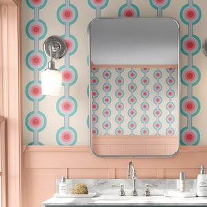 Papel pintado autoadhesivo con círculos retro: decoración de pared extraíble de estilo moderno de mediados de siglo