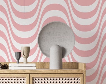Funky Pink Wave Peel and Stick Wallpaper: Removable Vinyl Canvas