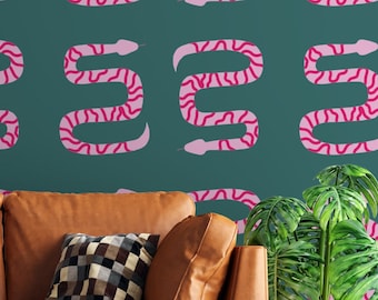 Carta da parati adesiva con motivo serpente rosa: texture tela, stampa rettile
