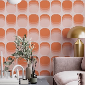 Retro orange peel and stick wallpaper, Thick canvas structured wallpaper, Vintage orange removable wallpaper, Self adhesive Retro wallpaper