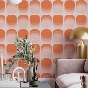 Retro orange peel and stick wallpaper, Thick canvas structured wallpaper, Vintage orange removable wallpaper, Self adhesive Retro wallpaper