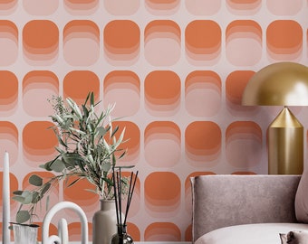 Retro orange peel and stick wallpaper, Thick canvas structured wallpaper, Vintage orange removable wallpaper, Self adhesive Retro wallpaper