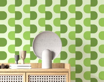 Green Groovy Wallpaper: Retro 70s Peel and Stick Accent Wall