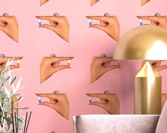 Pink Pill Wallpaper: Chic Peel and Stick Wall Decor