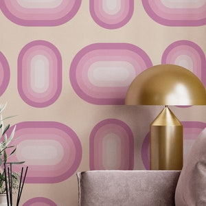 Rosa schälen und aufkleben quadratische Retro Tapete, Kinderzimmer Tapete, Vintage entfernbare Tapete, Funky Retro selbstklebende Tapete