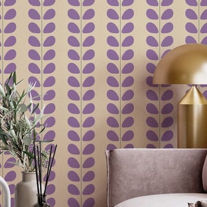 Boho Purple Peel and stick wallpaper, Funky wallpaper, Vintage removable wallpaper, Retro Self adhesive wallpaper, Retro wallpaper 70s