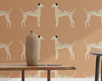 Dalmatian Dog Wallpaper: Peach Beige, Removable Peel and Stick