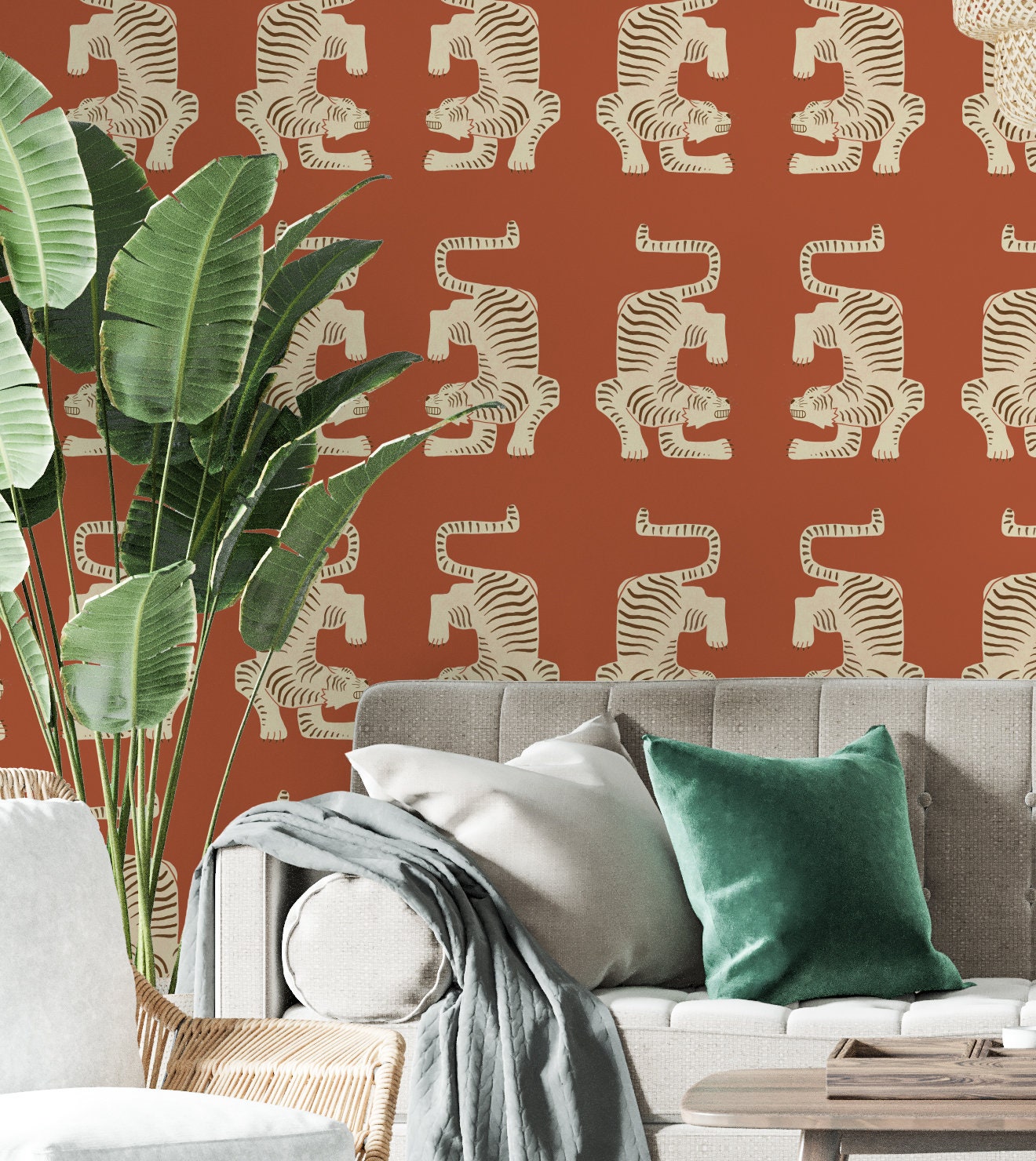 Tiger Wallpaper Aztec Tiger Peel and Stick Wallpaper Vintage Etsy