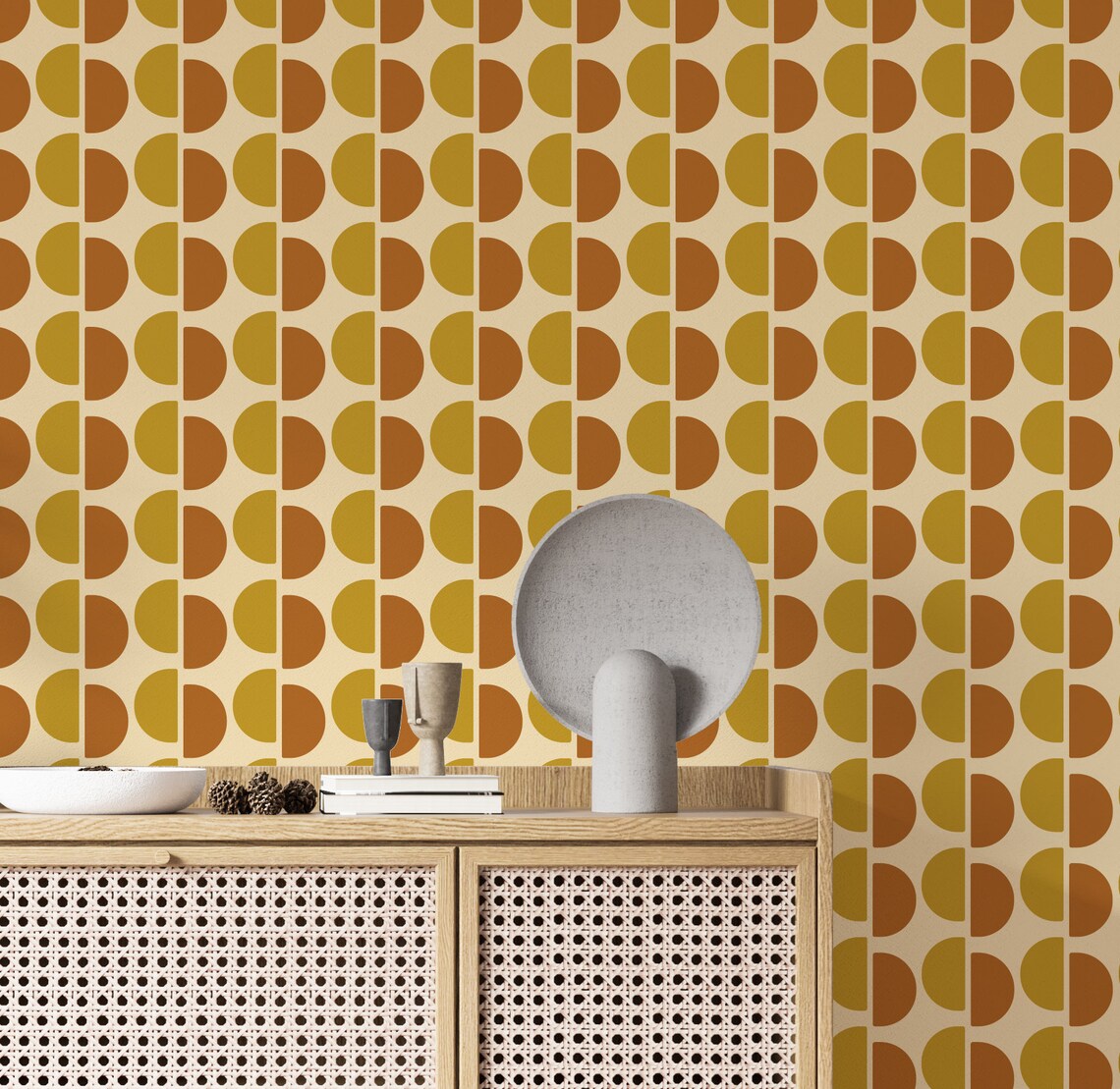 Retro Peel and Stick Wallpaper Vintage Retro Pattern Accent Etsy