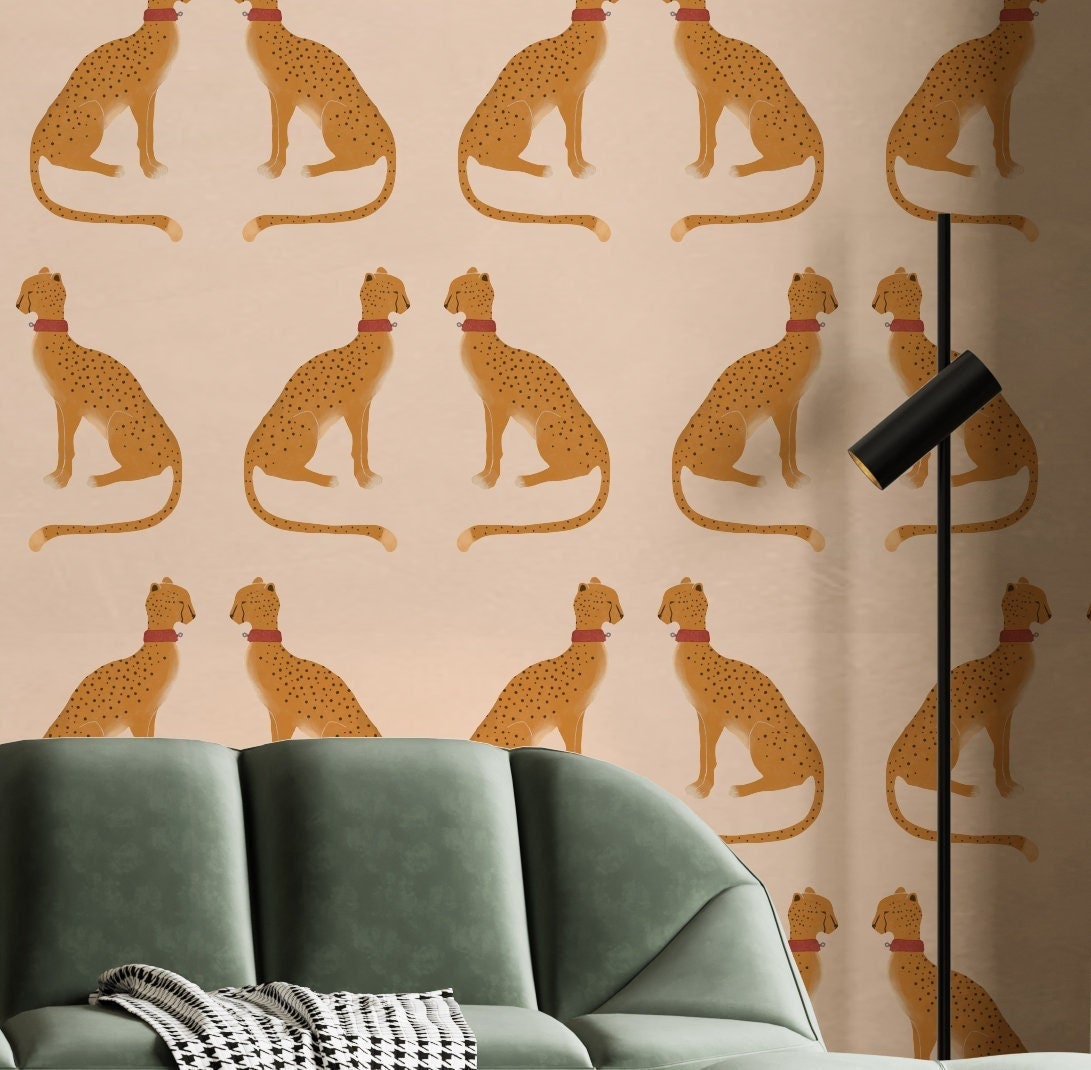Cheetah Peel and Stick Wallpaper Leopard Wallpaper Accent Etsy
