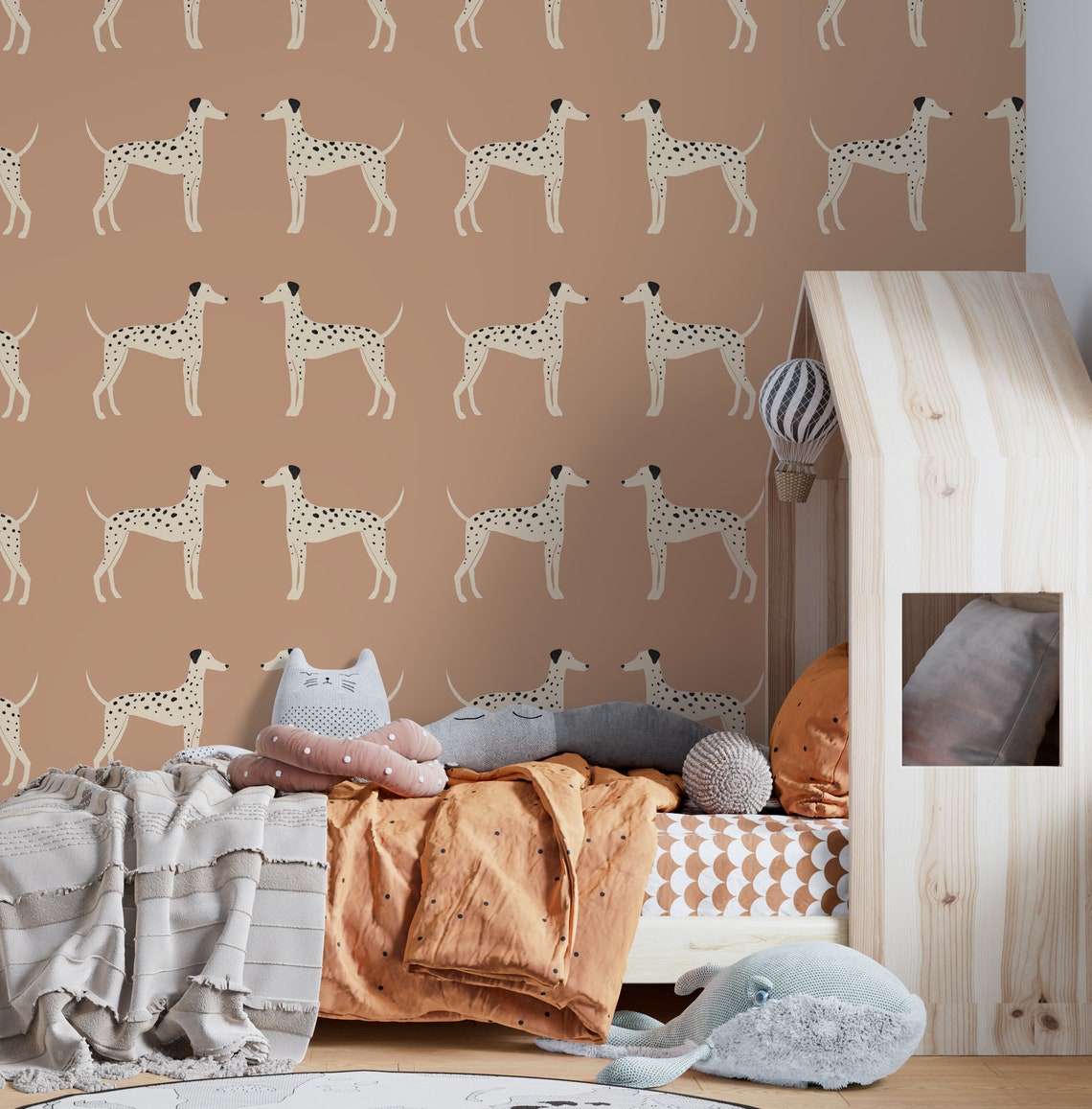 Dalmatian Peel and Stick Wallpaper Peach Wallpaper Vintage Etsy