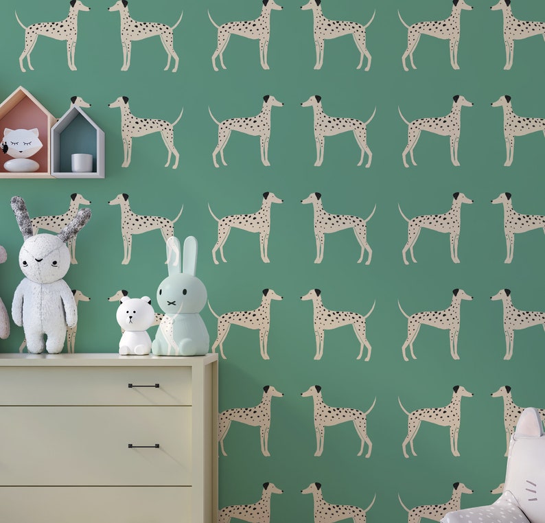 Dalmatian Peel and Stick Wallpaper Blue Kids Wallpaper Etsy