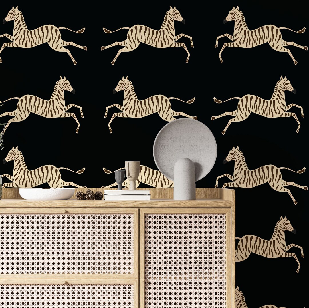 Dark Zebra Peel and Stick Wallpaper Black Wallpaper Vintage - Etsy